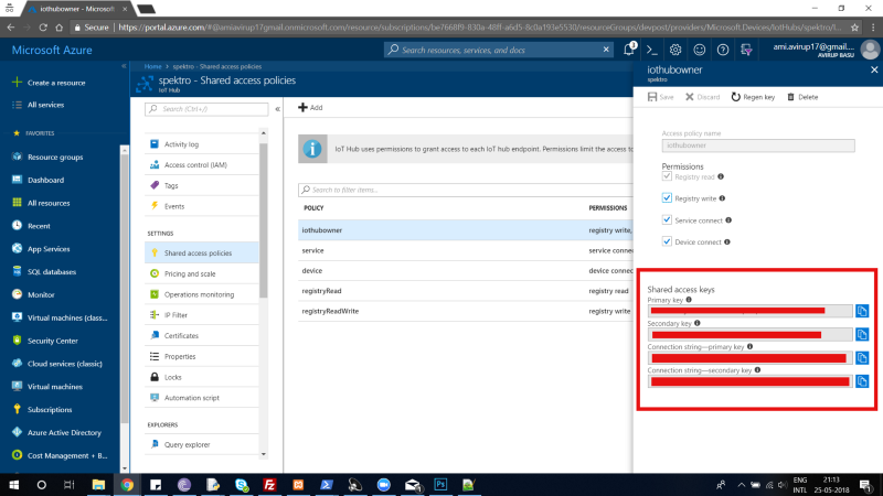IoT Hub - Connection String primary key
