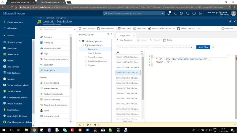 Cosmos DB - Data explorer