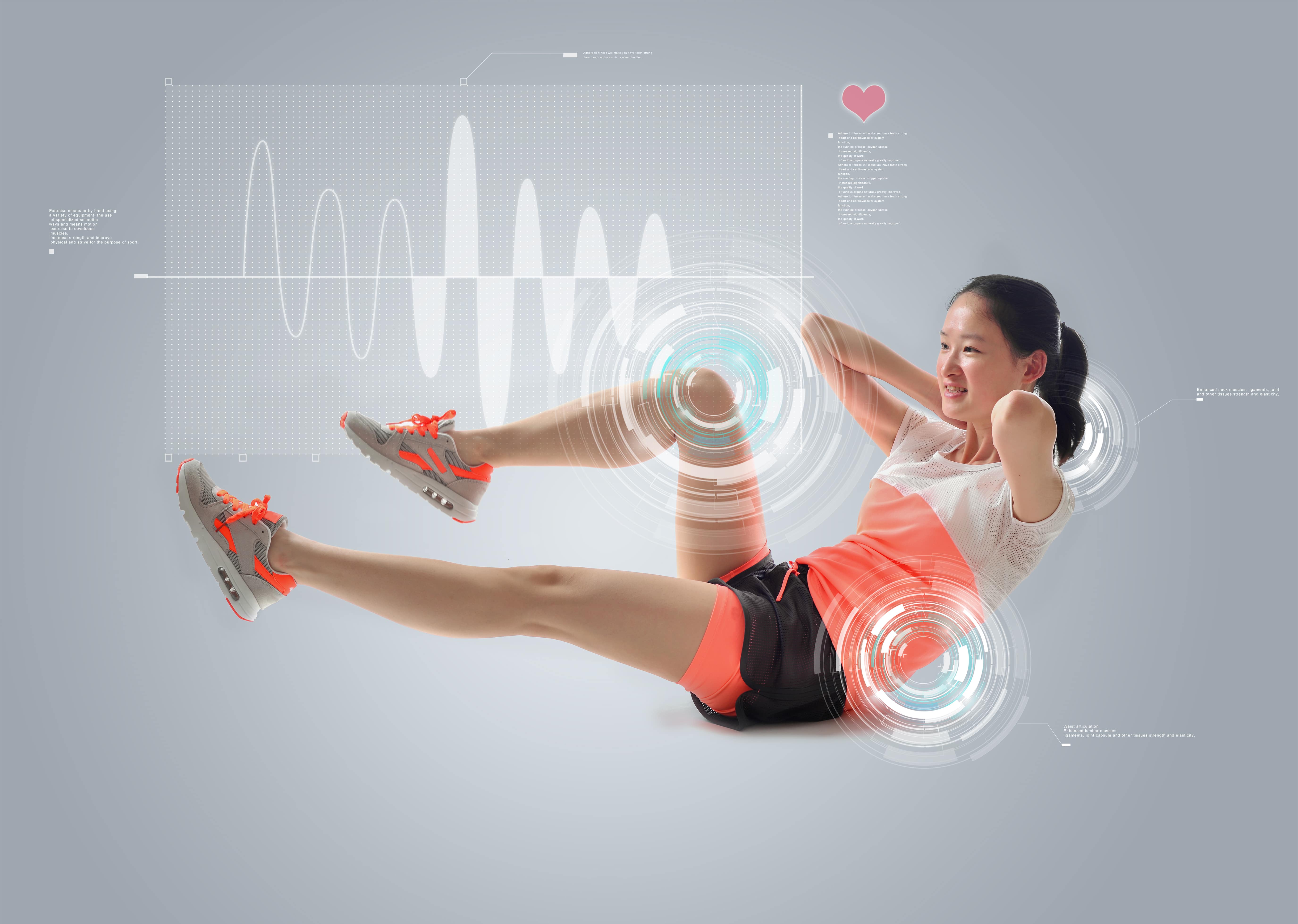 Woman working out measuring fitness analytics.
