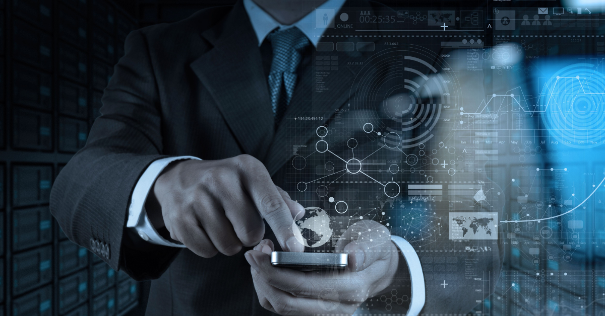 Businessman using mobile with business strategy