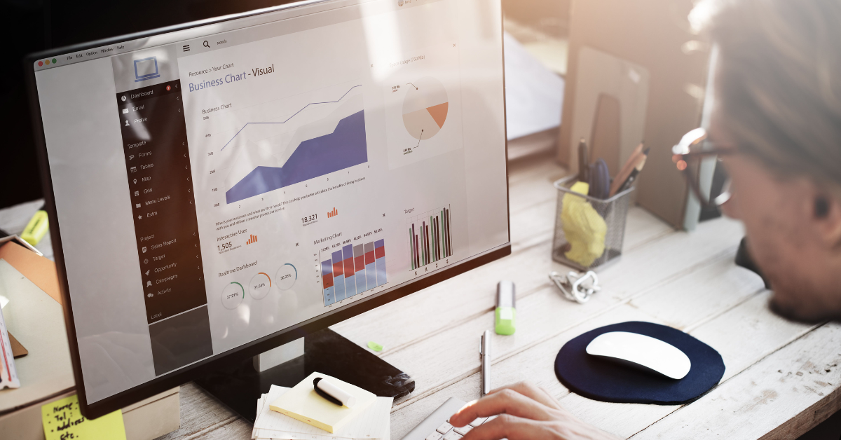 pharma data analytics graphs on screen