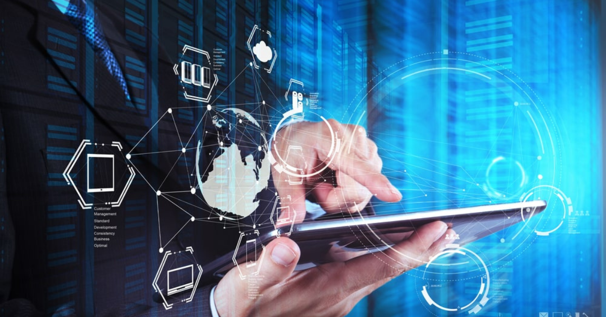 businessman show modern technology as concepts